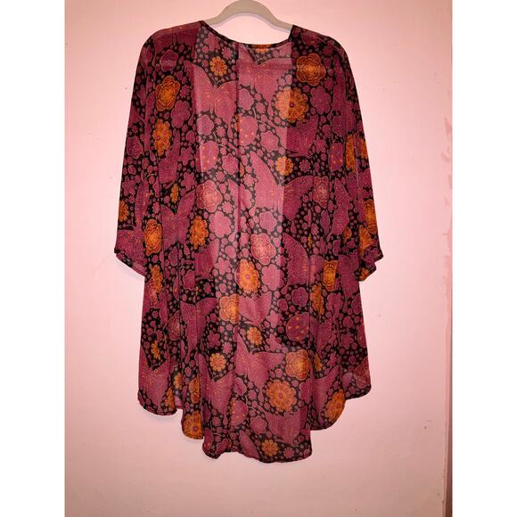 Lularoe floral with butterflies sheer kimono beach cover size medium - Picture 5 of 5